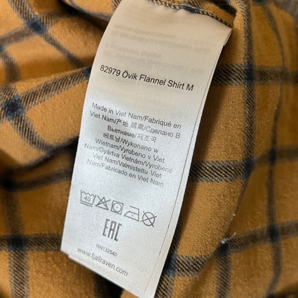 Fjallraven Ovik Flannel Check Plaid Shirt - Men's Size M - Tan - Picture 7 of 12